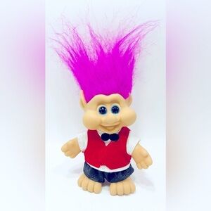 Vintage ITB Troll 5” Hot Pink Hair Boy Doll Vest Tie Figure 90s